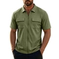 thumbnail image 2 of SAWOBUUN Men's Texture Zip Front Jacket Short Sleeve Collared Sport Top Casual Athletic Outerwear, 2 of 7