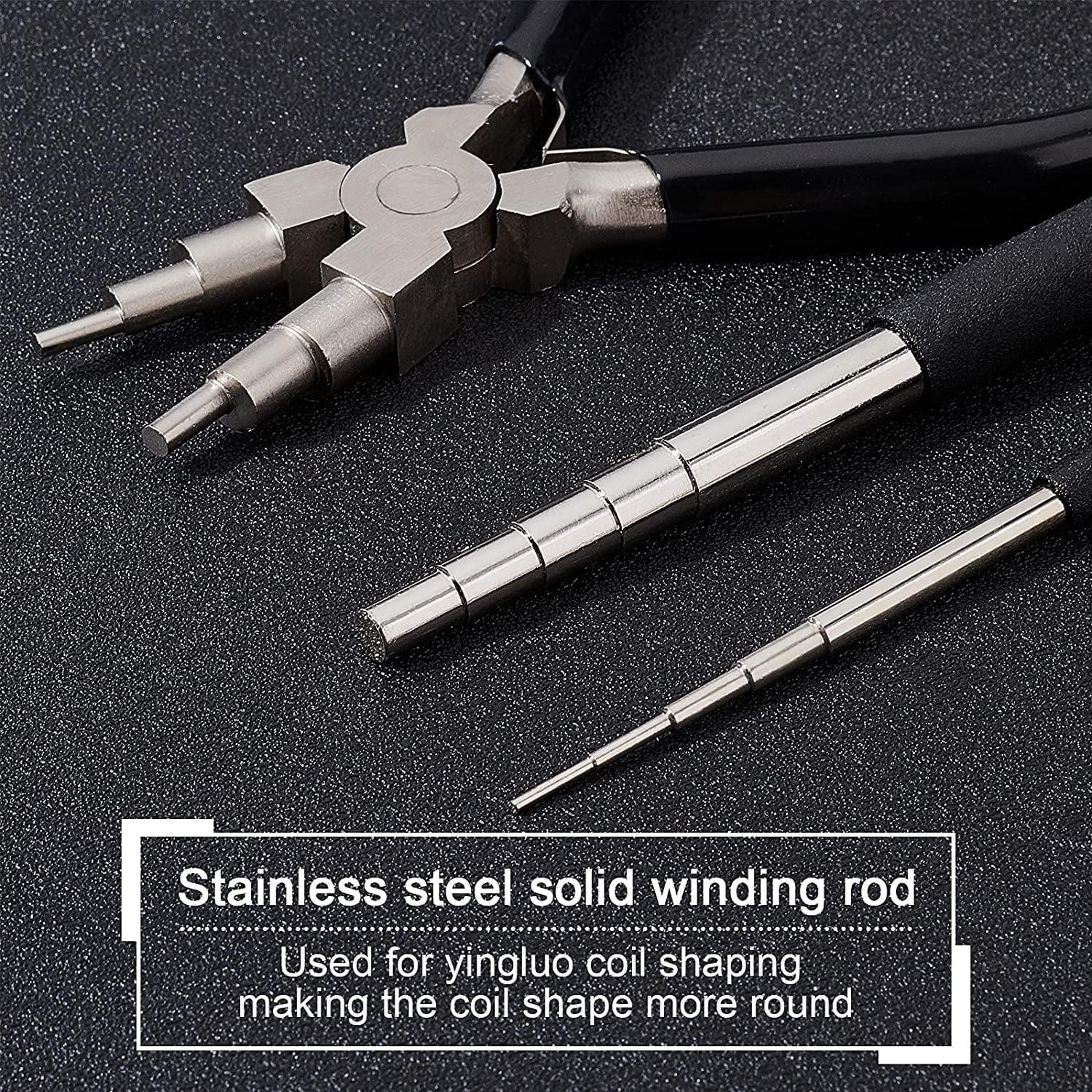 6-Step Multi-Size Wire Looping Forming Pliers Iron Wire Winding Rods Wire Looping Mandrel Wire Wrapping Tool Black 153~153.5x75.5~78.5x12mm