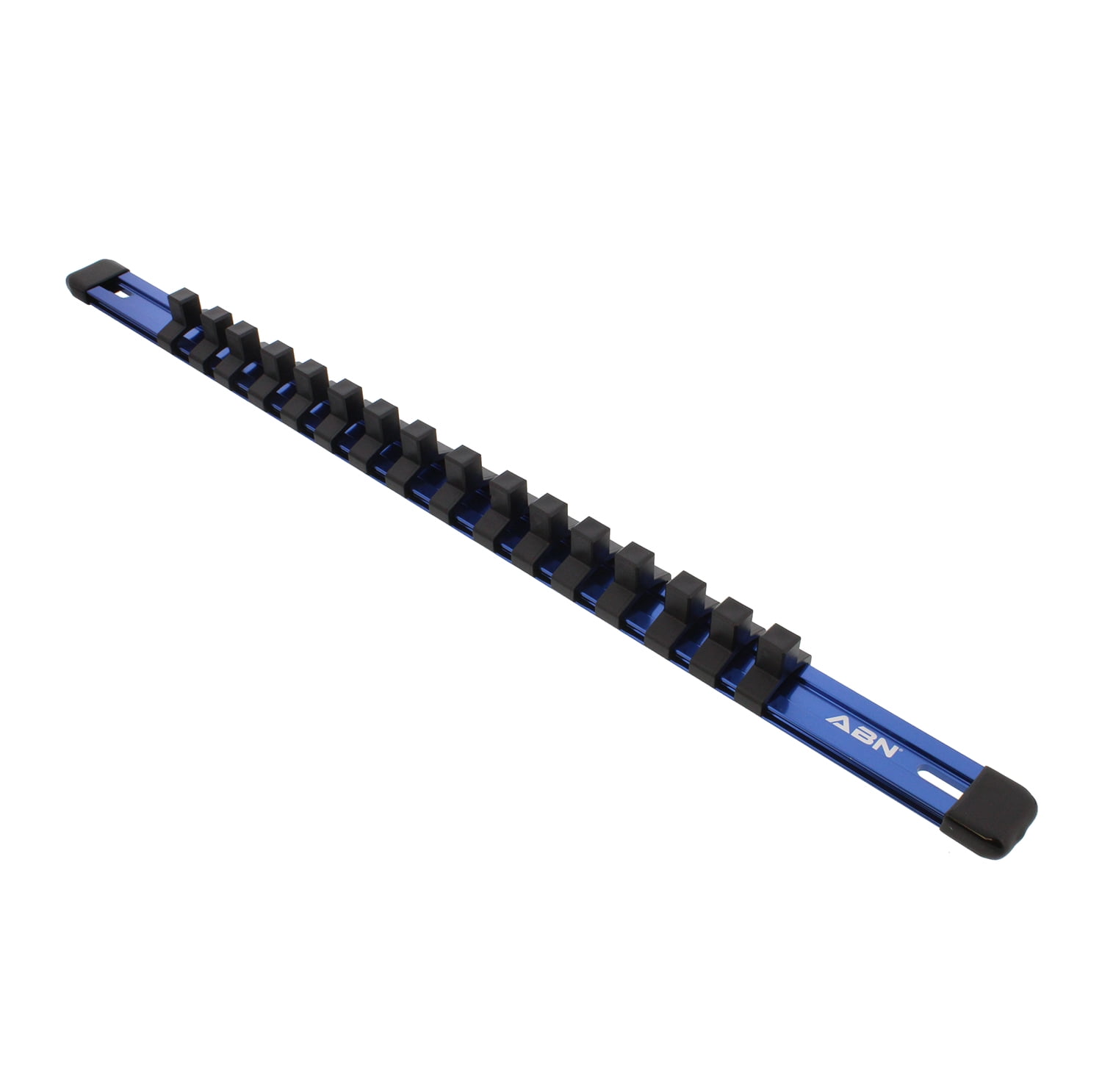 ABN Blue Aluminum SAE 3/8" Inch Drive Socket Holder Rail & Clips Tool