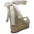 thumbnail image 3 of Cole Haan Cloudfeel Hampton Ivory Leather/Natural Canvas Wedge Heeled Sandals (Ivory Leather/Natural Canvas, 9), 3 of 4
