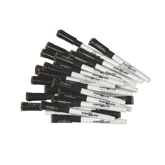 KleenSlate Dry Erase Student Markers with Erasers, Fine Point, Black, Pack of 24