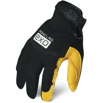 EXO Mechanics Gloves, Cowhide Leather Palm, Polyester Back, M, Black/Gold