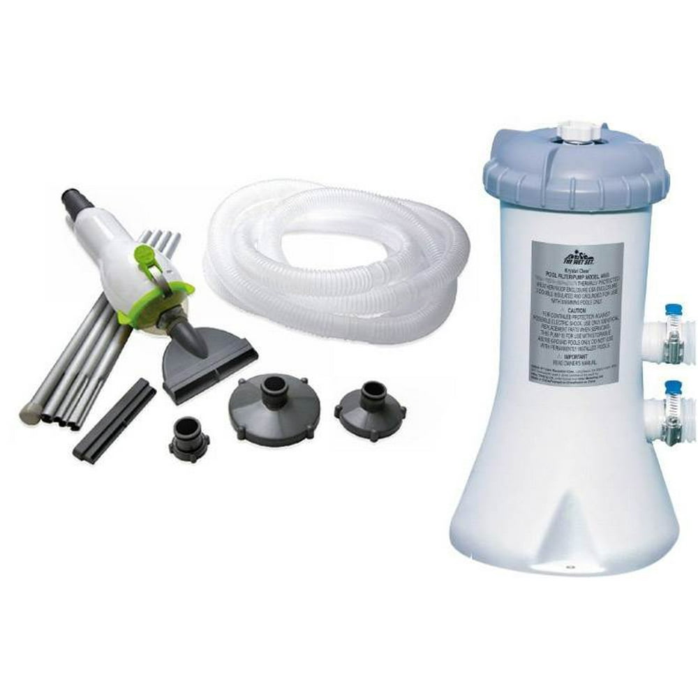 Intex 530 GPH Easy Set Swimming Pool Filter Pump & Skooba Vac Vacuum