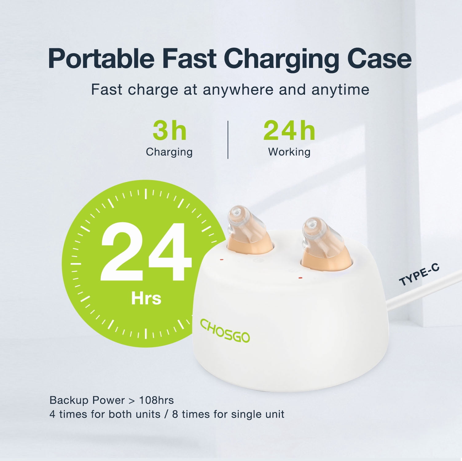 Rechargeable Mini Hearing Aids for Seniors with Noise Cancelling,Beige ,Chosgo K19