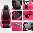 thumbnail image 5 of OTOEZ Universal Pink Car Seat Cover PU Leather 5-Seat Full Set Waterproof Front & Rear Cushion Protector Fit Most Honda Toyota Chevy Ford Nissan SUV, 5 of 11
