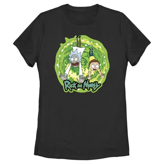 Women's Rick And Morty Dimension Hoppers  Graphic Tee Black X Large