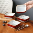 thumbnail image 4 of vancasso Stern, Red Green 4-Piece Saucer Dish Set, Porcelain Snack Bowl, Square, 4 of 7