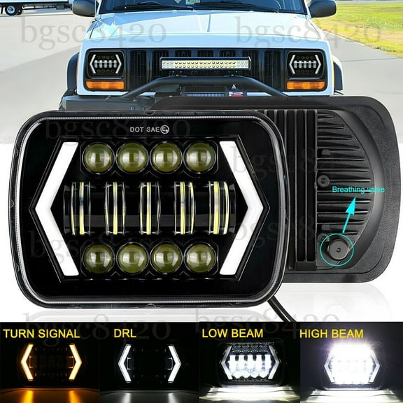For Jeep Cherokee XJ 1984-2001 Wrangler YJ 1986-1995 5x7" 7x6 Led Headlight Halo