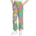 thumbnail image 3 of WMTBSRSW Girls Floral Boho Sweatpants Cute Graphic High Waisted Jogger Pants Kids Trendy Loose Casual Full Length Trousers with Pockets Gray 140, 3 of 6