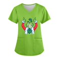 thumbnail image 5 of LINMOUA Grinch Mode Femme Imprimé Manches Courtes Col en V Hauts avec Poche T-shirts de Travail, 5 of 5
