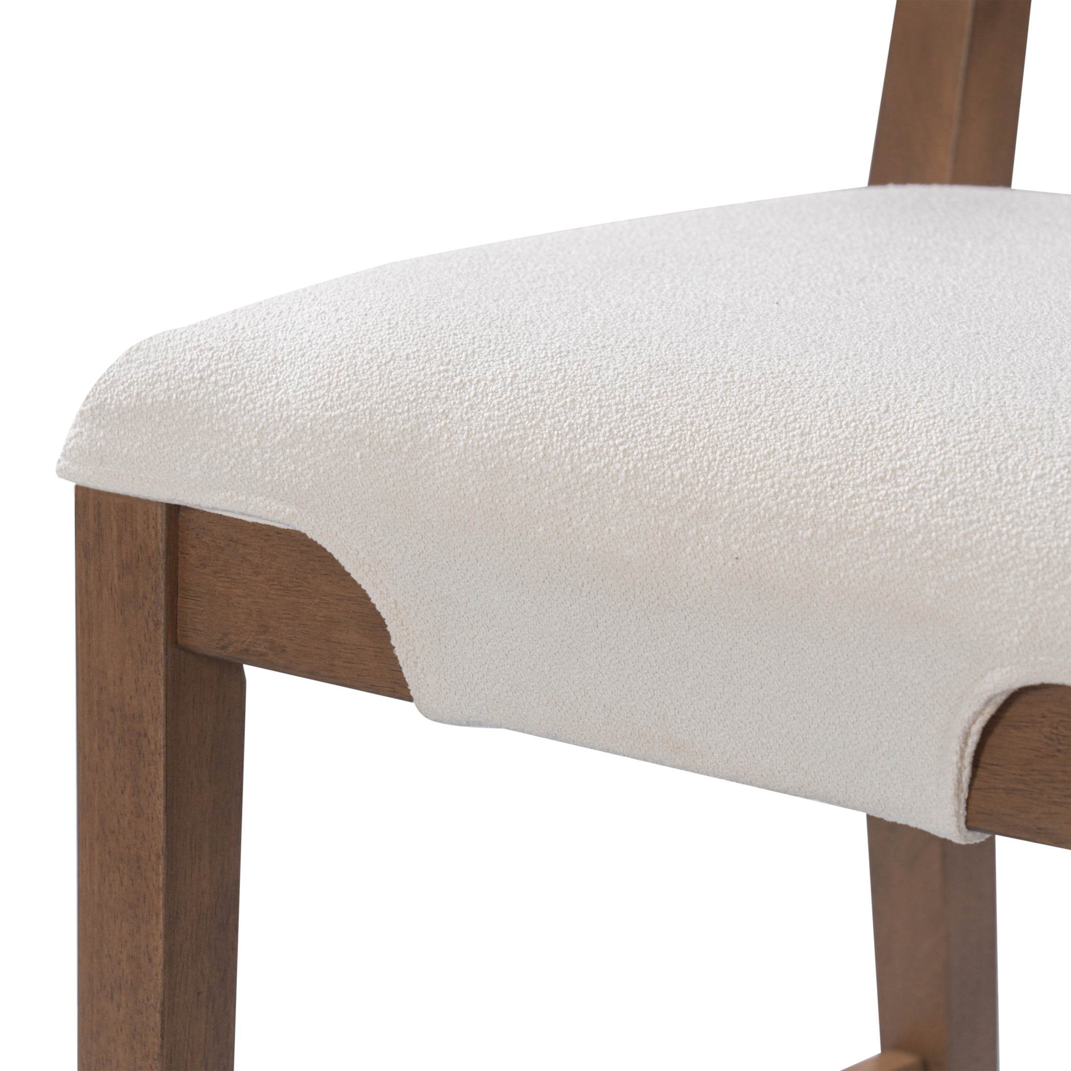 Christopher Knight Home Upholstered Counter Stools, Rope Back, Wood Frame, Beige+Walnut, Set of 4