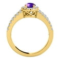 thumbnail image 3 of Mauli Jewels Rings for Women 1.65 Carat Diamond and Oval Shaped Amethyst Ring 4-prong 10K Yellow Gold, 3 of 6