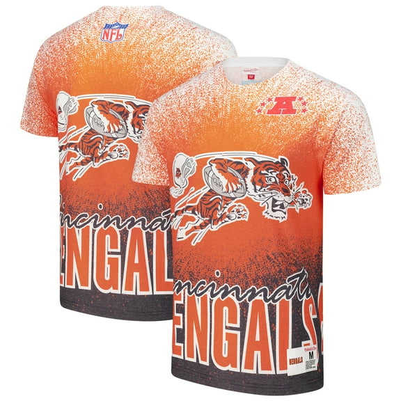 Men's Mitchell & Ness  White Cincinnati Bengals Team Burst Vintage Logo T-Shirt