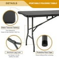thumbnail image 3 of 6ft Folding Table Heavy Duty Foldable Table Camping Working Table Indoor Outdoor Plastic Folding Table Utility Party Dining Table Easy to Assemble with Lock Function, Ratten, 3 of 11