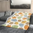 thumbnail image 2 of Fall Blanket Soft Flannel Lightweight Autumn Colorful Pumpkins Throw Blanket Cozy Warm Thanksgiving Farmhouse Home Party Decor On Living Room Sofa Couch Bed 40x50 inch, 2 of 7