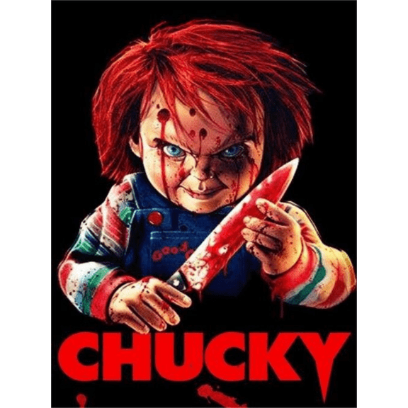 Halloween Diamond Painting Set Chucky DIY 5D Round Diamond Art Child's Play Gemstone Art Painting Set For Home Wall Decoration Gift (12x16 inch)