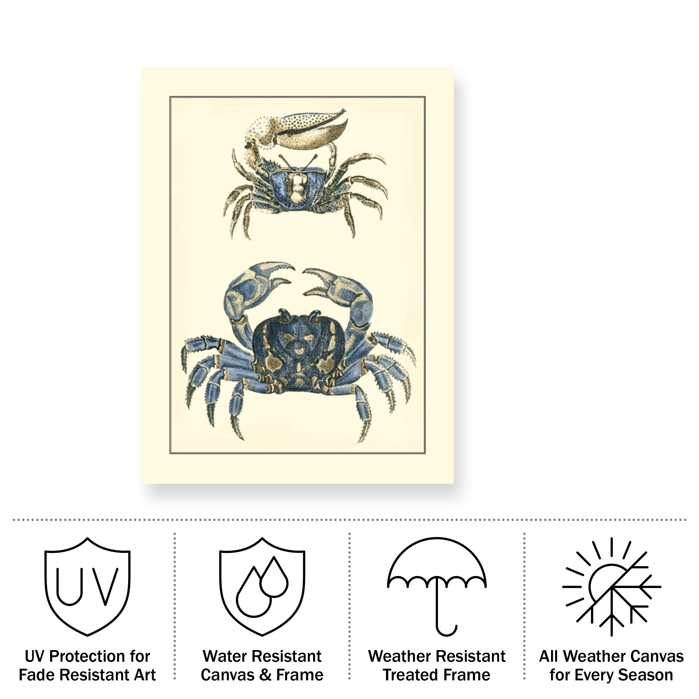 Vision Studio 'Antique Blue Crabs II' Outdoor Canvas 19x19