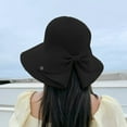 thumbnail image 2 of KALE Sun Hat Oversized Bow Beach Foldable Solid Color Black, 2 of 4