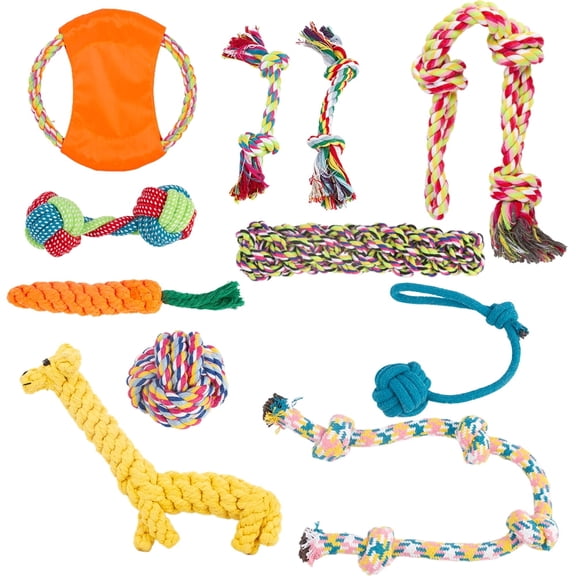 Dog Toys for Aggressive Chewers, 11 Heavy Duty Dog Chew Toys for Aggressive Chewers, Puppy Cotton Chew Toys for Teething