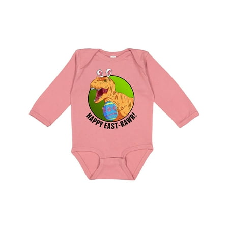 

Inktastic Happy East Rawr with Tyrannosaurus in Bunny Ears Gift Baby Boy or Baby Girl Long Sleeve Bodysuit