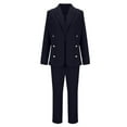 thumbnail image 4 of HomeGardon Lounge Sets for Women Clearance! Women's Fashion Fall 2 Piece Pant Suit Dressy Long Sleeve Blazer and Slim Fit Pants Set Business Outfits, Lapel Collar Casual Blazer Pant Suit Set for Work, 4 of 6