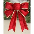 thumbnail image 4 of Monebena 2Pcs Golden Glitter Christmas Bow Christmas Wreath Bow Large Xmas Tree Bowknot with Gold Edge for Christmas Tree Party Gift Present Xmas Decoration,7.87" x 9.84", 4 of 5