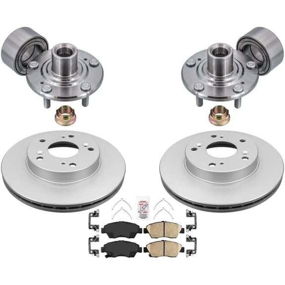 Front Wheel Hub Bearing with Disc Brake Rotors Ceramic Pads For Acura RSX 02-06