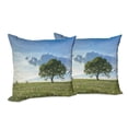 thumbnail image 6 of Ambesonne Nature Throw Pillow Cover 2 Pack, Tree on Field Summer, 20", Green Blue, 6 of 6