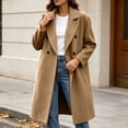 thumbnail image 4 of Vixolx Winter Peacoat for Women Fashion Notched Lapel Collar Double Breasted Woolen Coat with Side Pockets Solid Long Sleeve Overcoat, 4 of 9