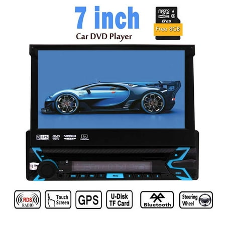 New Arrival!!! 7 inch Capacitive Touchscreen Single Din Car GPS Navigation Stereo in Dash Car DVD CD Player Support Bluetooth/USB/SD/SWC/FM AM Radio With Free 8GB Map (Best Warcraft 3 Custom Maps Single Player)