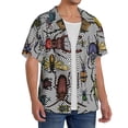 thumbnail image 4 of Sigee Bright Insects Print Men's Shirts Casual Button Down Short Sleeve Summer Beach Shirt Hawaiian Vacation Shirts Tee Shirt-Large, 4 of 7