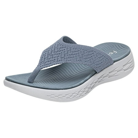 

PEASKJP Summer Sandals for Women Trendy Women s Slide Sandals - Casual Toe Ring Criss Cross Strappy Flat Summer Shoes (Blue 7.5)