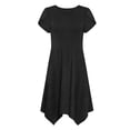 thumbnail image 7 of NSLGXD Womens Casual Dress for Summer Short Sleeve Crew Neck Flowy Beach Dresses with Pockets Handkerchief Hem A-Line Midi Sundress Black Dresses,Size S-2XL, 7 of 7