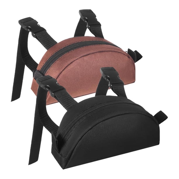 Bolsa para sillín de caballo, paquete de 2, tela Oxford, con cremallera, bolsillo y pomo ajustable Negro y marrón