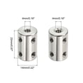 thumbnail image 2 of Uxcell Shaft Coupler Connector L22 x D14 4mm to 4mm Bore Stainless Steel Rigid Coupling w Screw Silver 4Pack, 2 of 6