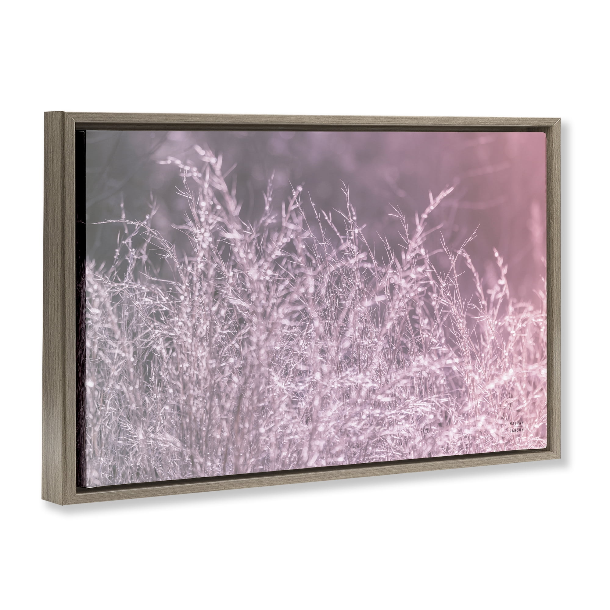 Stupell Industries Pink Morning Gentle Meadow Brown Framed Floater Canvas Wall Art, design by Nathan Larson