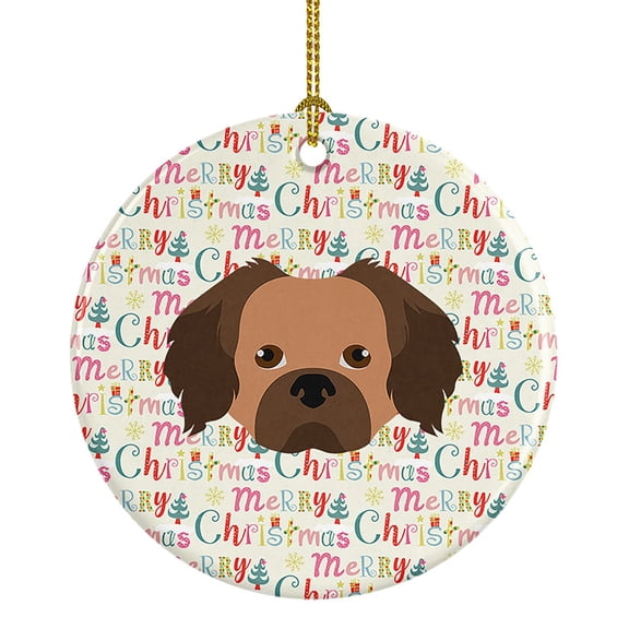 Tibetan Spaniel Merry Christmas Ceramic Ornament 2.8 in x 2.8 in
