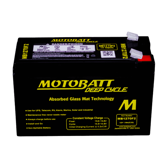 Motobatt MB1270F2 AGM 12v 7ah Universal Battery for Mobility, UPS, Solar, and many other applications