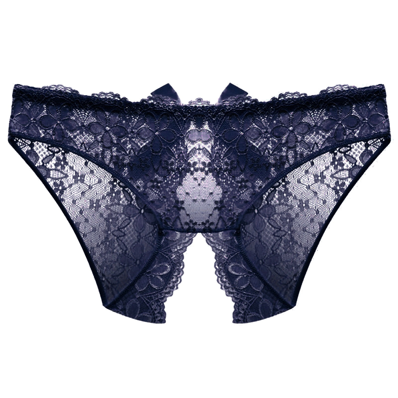 Women Lace Mesh Open Crotch Briefs G-string Thong Panties Underwear Lingerie