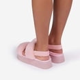 thumbnail image 6 of Luxemoda Women's Tata Fluffy Stripe Platform Slip On Open Toe Faux Fur Slippers (PINK, 10), 6 of 6