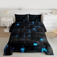 thumbnail image 2 of Manfei 3D Geometric Plaid Queen Comforter Set (3-Piece) Blue Black Checkered For Boys Kids, 2 of 8