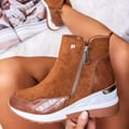 thumbnail image 6 of huanledash Women Round-toe Mid-Calf Wedge Sneakers Double Side Zipper Platform Ankle Boots, 6 of 7