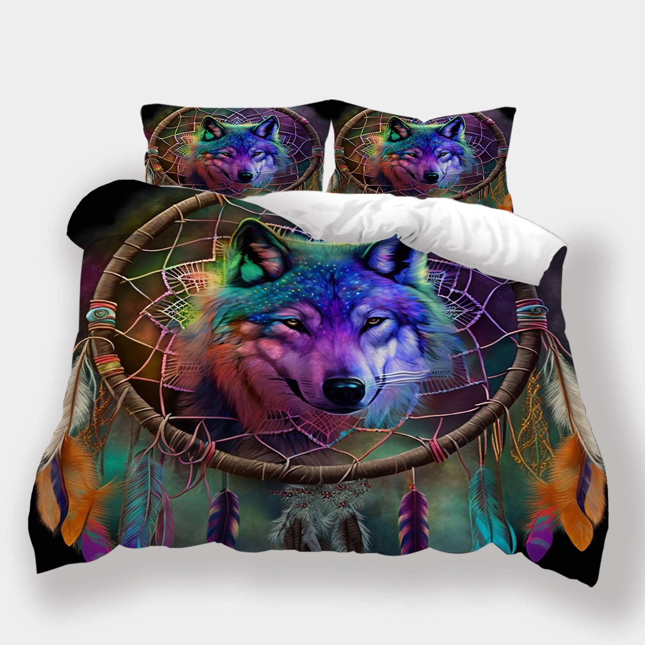 Animal Quilt Cover 3D Wolf Duvet Cover Dream Catcher Comforter Cover