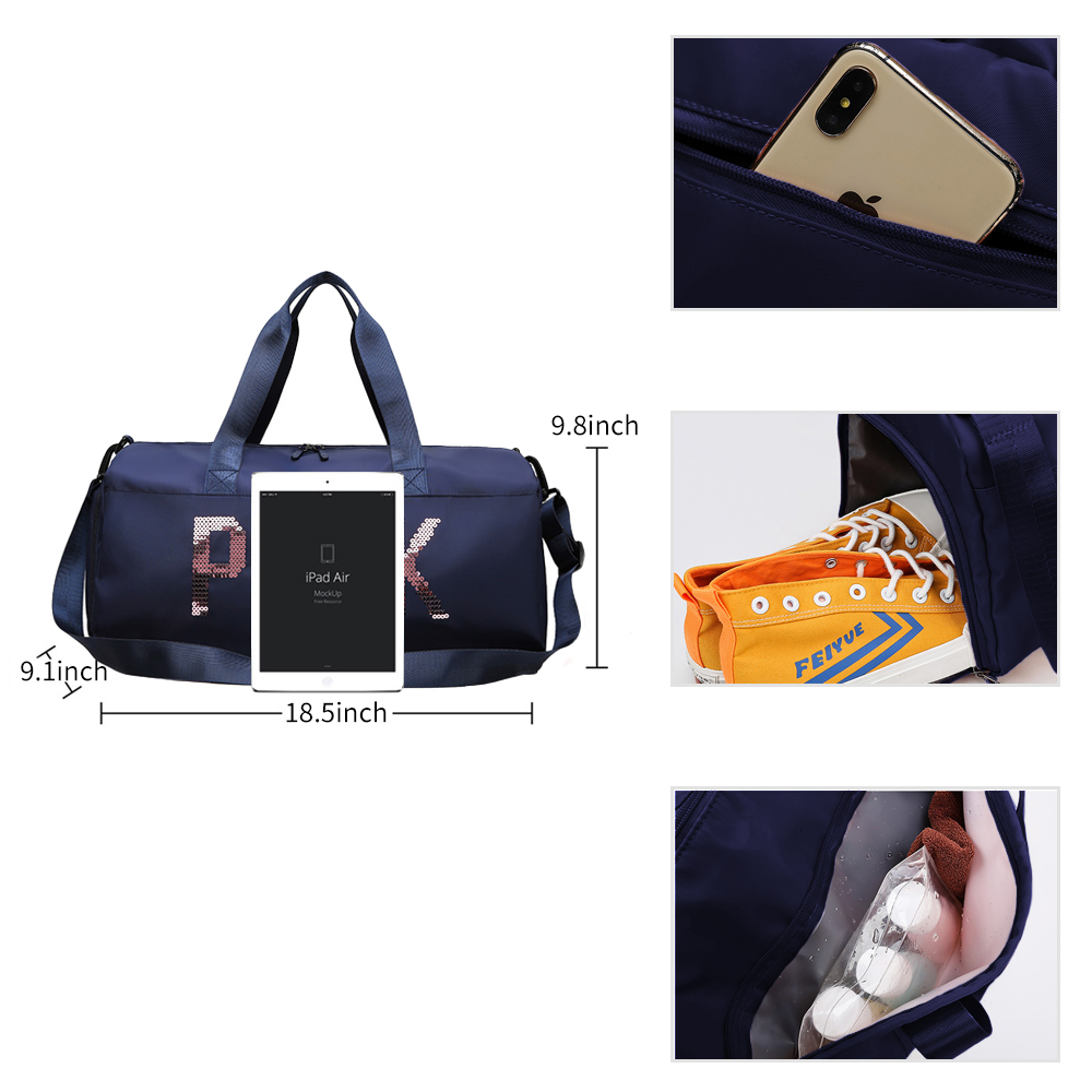 Gym Bag Travel Sports Duffel Bag for Men and Women Weekender Bag Workout Tote Bag with Dry Wet Pocket & Shoes Compartment