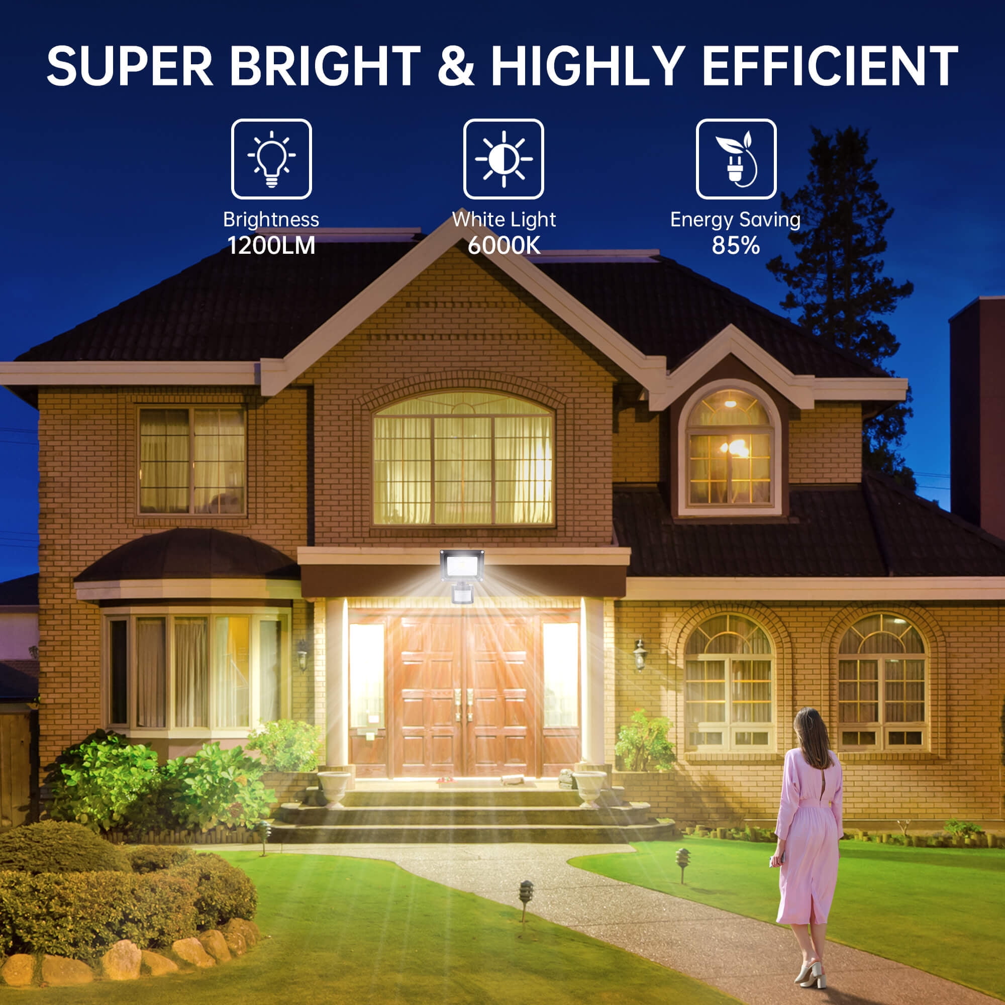 Sentryse Motion Sensor Flood Lights Outdoor, Waterproof LED Security Light for Garage, Yard, Porch