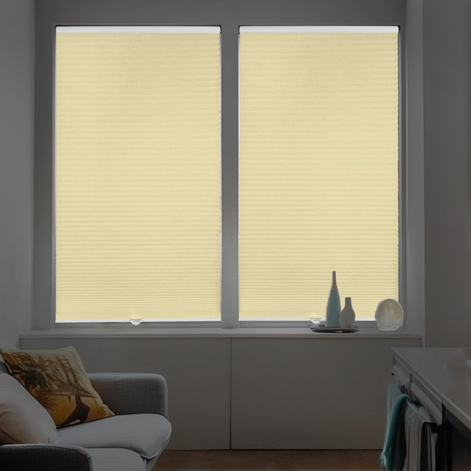 Chicology Cream Cordless Light Filtering Cellular Shades 66.25 in. W x 48 in. L