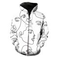 thumbnail image 1 of Sudadera con capucha y cremallera para hombre, estilo hip hop, divertida, unisex, de gran tamaño, con retrato de línea abstracta, gran oferta de moda 2024, 1 of 6