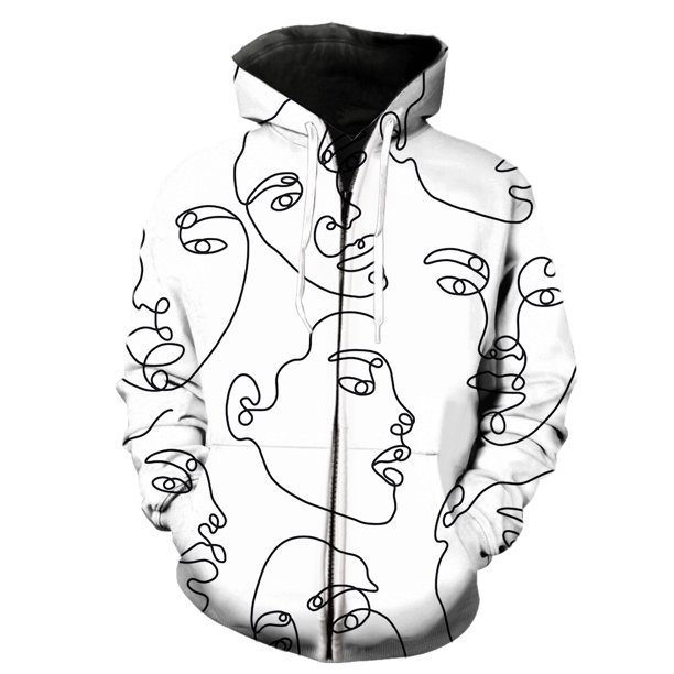 Sudadera con capucha y cremallera para hombre con retrato de línea abstracta, estampado 3D, para adolescentes, divertida y genial, de manga larga, informal, unisex, gran oferta 2024.