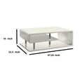 thumbnail image 5 of Wooden Coffee Table with Curling Shelf and Metal Poles, White, 5 of 6