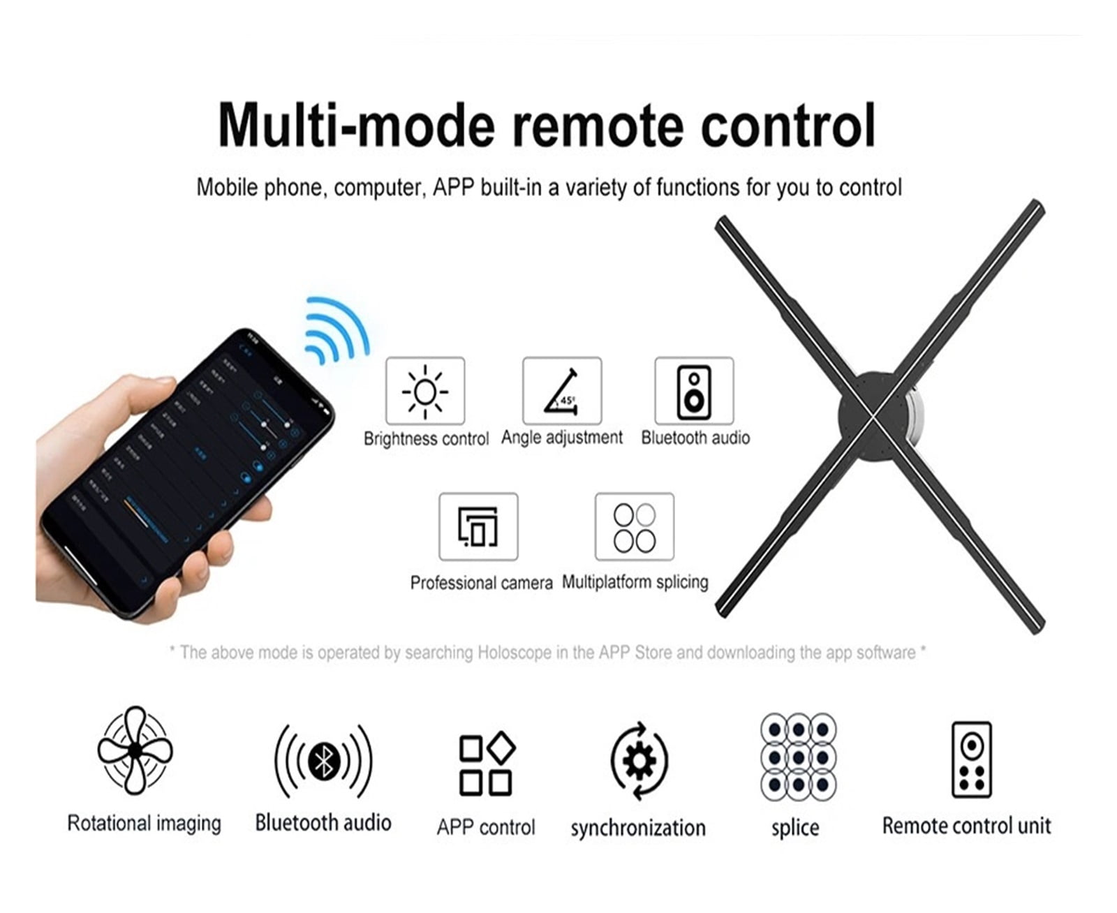 Naked Eye 3D Holographic Advertising Machine Led Light Rotating Aerial Imaging WiFi Control Fan Screen Holographic Projector ,Versatile And Practical